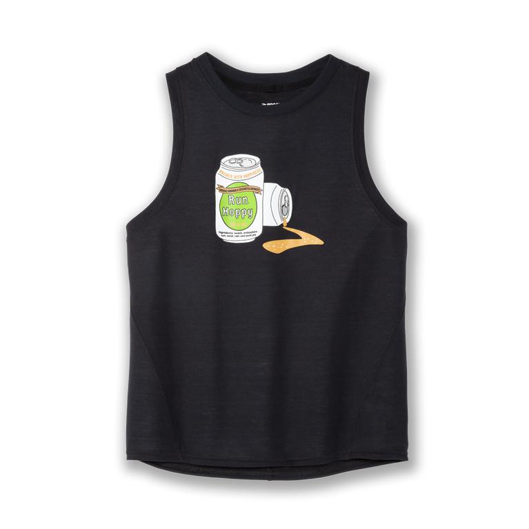 Brooks Womens Distance Graphic Running Tank Top - Black/White/Green/Orange/Run Hoppy/Deschutes (1520